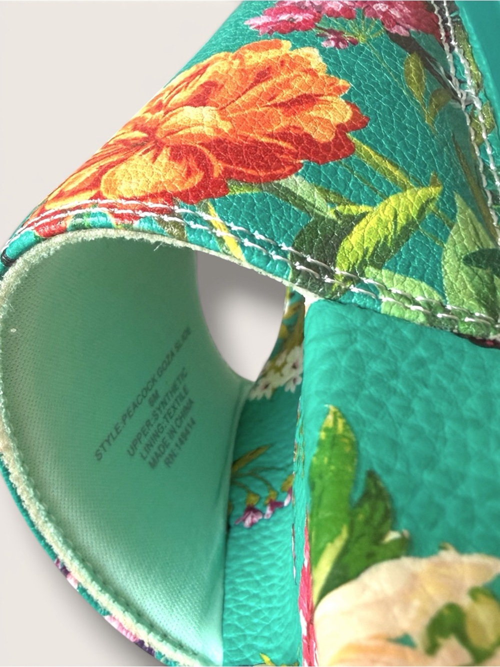 Johnny Was Teal Floral Slide Sandals - Picture 9 of 9